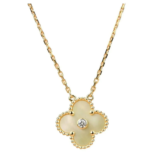 [⭐Luxery]CLOVER 15MM DIAMOND GOLD MOTHER OF PEARL NECKLACE