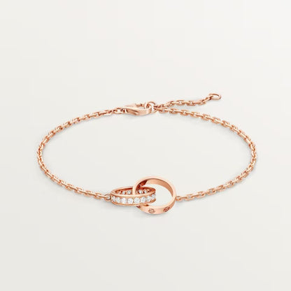 [⭐Luxery]LOVE DOUBLE RING HALF DIAMOND BRACELET