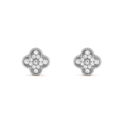 [⭐Luxery]CLOVER 1 MOTIFS DIAMOND STUD EARRINGS SILVER