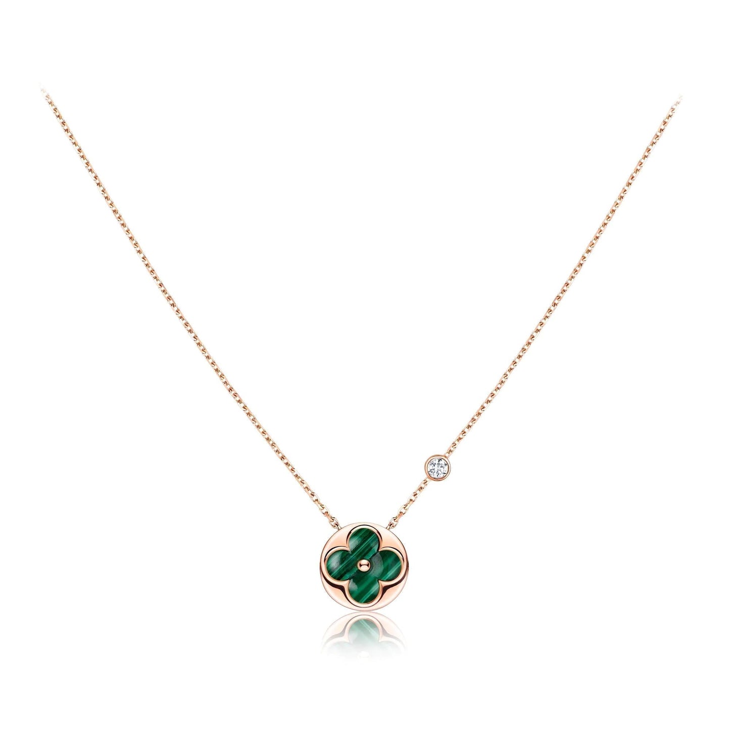 [⭐Luxery]SUN PEDANT PINK GOLD 1 DIAMOND NECKLACE