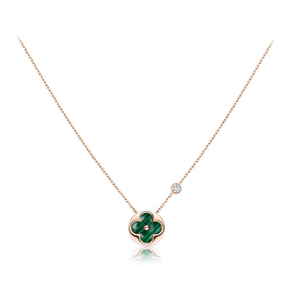 [⭐Luxery]SUN PEDANT PINK GOLD 1 DIAMOND NECKLACE