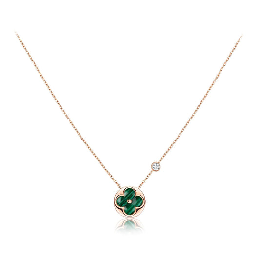 [⭐Luxery]SUN PEDANT PINK GOLD 1 DIAMOND NECKLACE