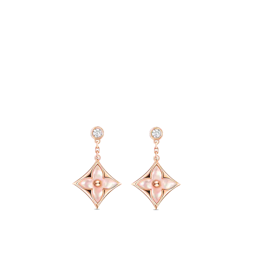 [⭐Luxery]DOUBLE STAR PINK GOLD MOP DROP EARRINGS