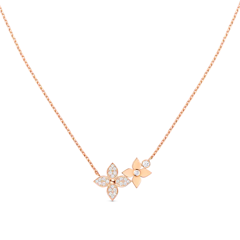 [⭐Luxery]STAR BLOSSOM NECKLACE PINK GOLD DIAMONDS