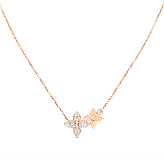 [⭐Luxery]STAR BLOSSOM NECKLACE PINK GOLD DIAMONDS