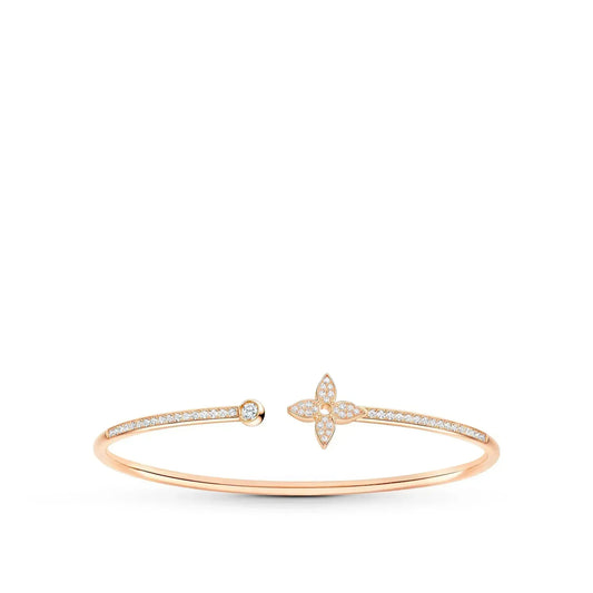 [⭐Luxery]IDYLLE PINK GOLD OPEN BRACELET DIAMOND PAVED
