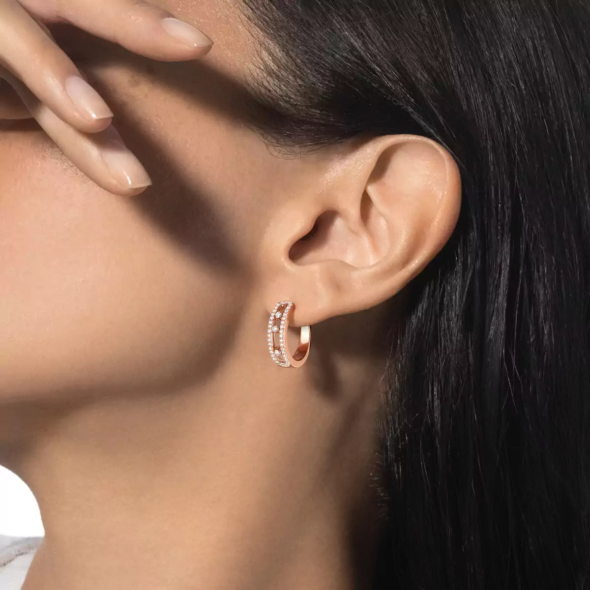 [⭐Luxery]Diamond Pave_ Hoop Earrings Move