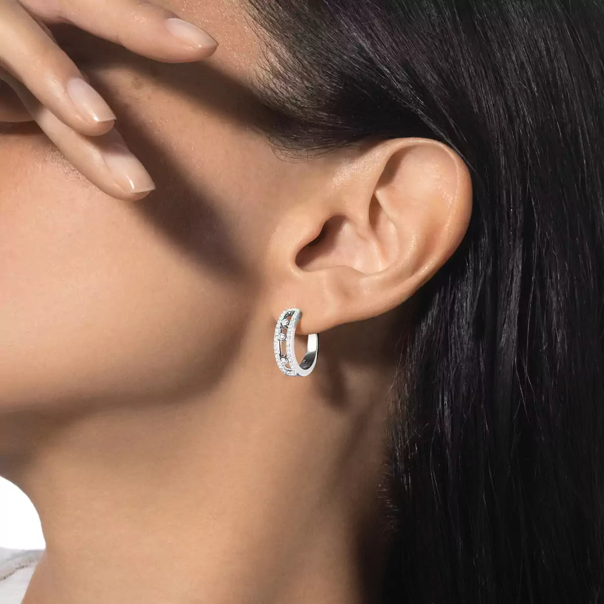 [⭐Luxery]Diamond Pave_ Hoop Earrings Move