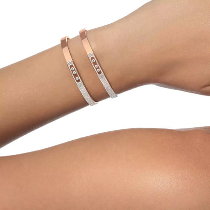 [⭐Luxery]Move Noa Rose Gold Pavé Diamond Bangle Bracelet