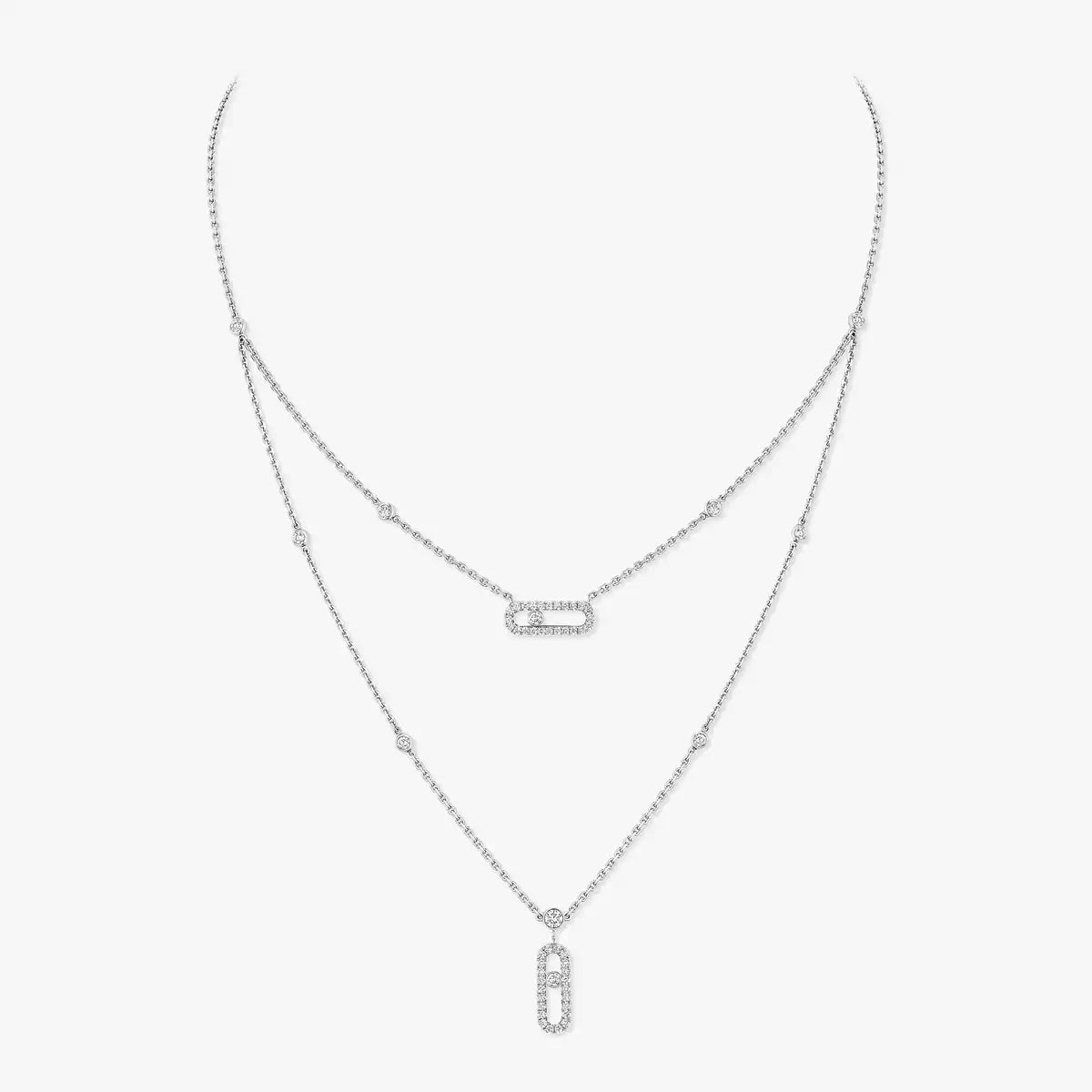 [⭐Luxery]2 Rows Rose Gold Diamond Pave_ Necklace Move Uno
