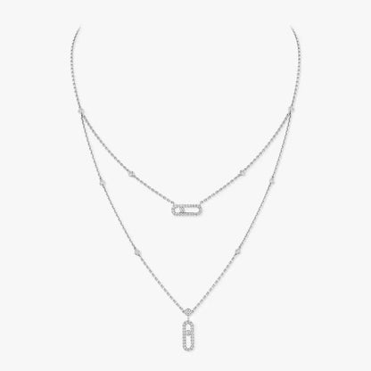 [⭐Luxery]2 Rows Rose Gold Diamond Pave_ Necklace Move Uno