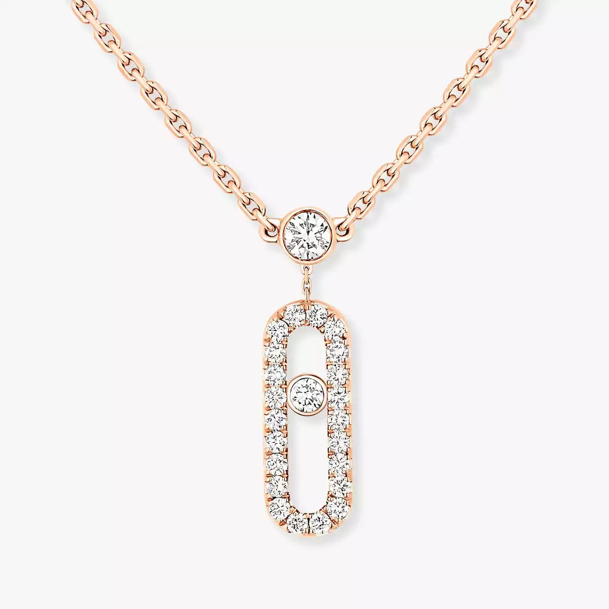 [⭐Luxery]2 Rows Rose Gold Diamond Pave_ Necklace Move Uno