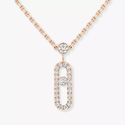 [⭐Luxery]2 Rows Rose Gold Diamond Pave_ Necklace Move Uno