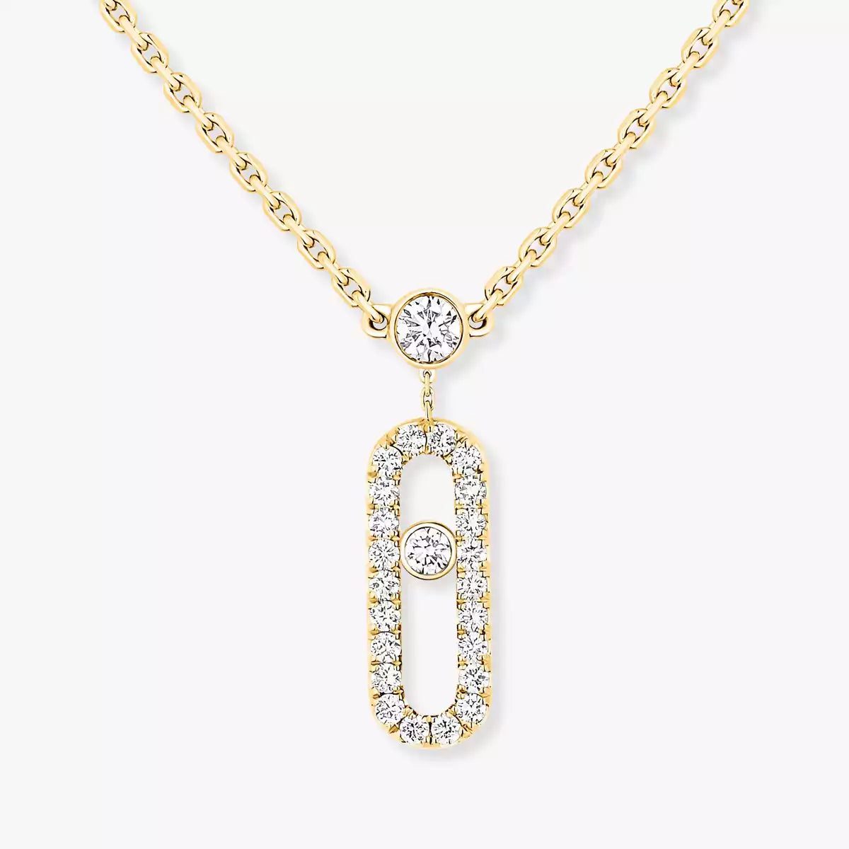 [⭐Luxery]2 Rows Rose Gold Diamond Pave_ Necklace Move Uno