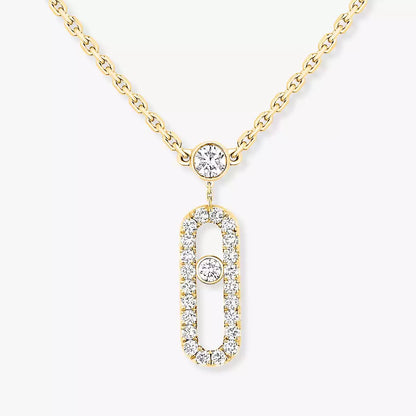 [⭐Luxery]2 Rows Rose Gold Diamond Pave_ Necklace Move Uno