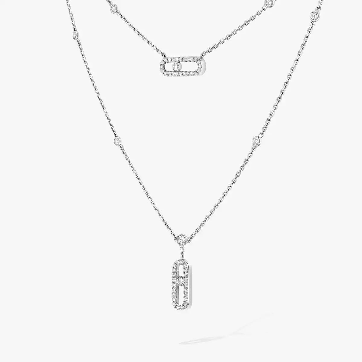 [⭐Luxery]2 Rows Rose Gold Diamond Pave_ Necklace Move Uno