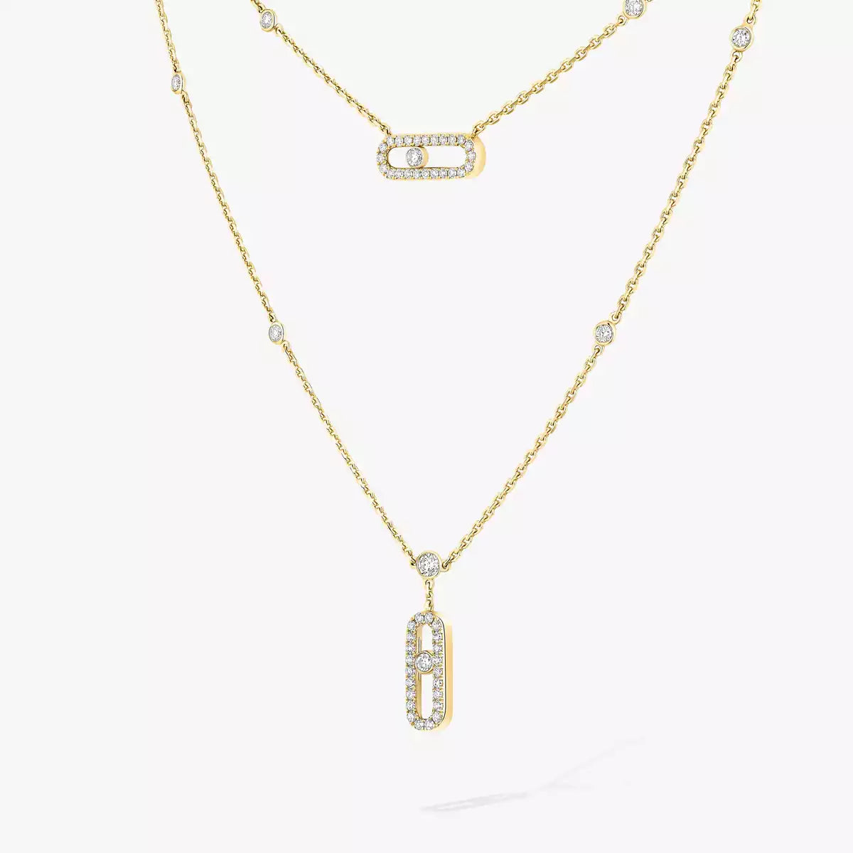 [⭐Luxery]2 Rows Rose Gold Diamond Pave_ Necklace Move Uno