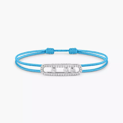 [⭐Luxery]Messika Care(s) pink cord pavé bracelet