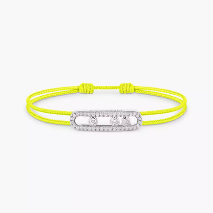 [⭐Luxery]Messika Care(s) pink cord pavé bracelet