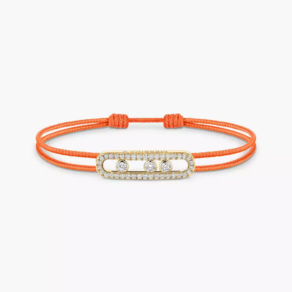[⭐Luxery]Messika Care(s) pink cord pavé bracelet