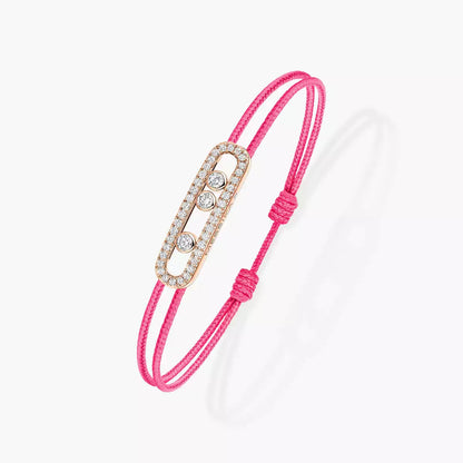 [⭐Luxery]Messika Care(s) pink cord pavé bracelet