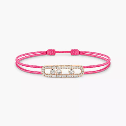 [⭐Luxery]Messika Care(s) pink cord pavé bracelet
