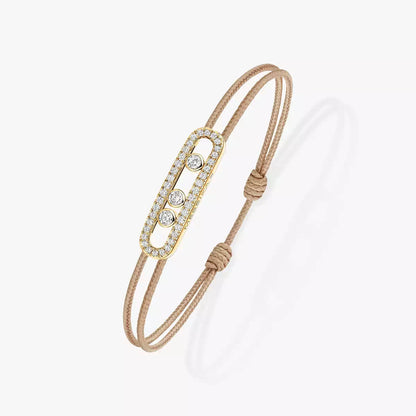 [⭐Luxery]Messika Care(s) pink cord pavé bracelet