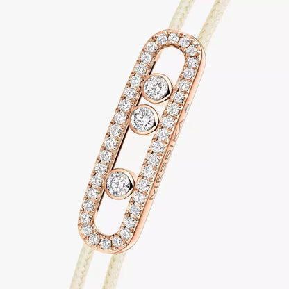[⭐Luxery]Messika Care(s) pink cord pavé bracelet