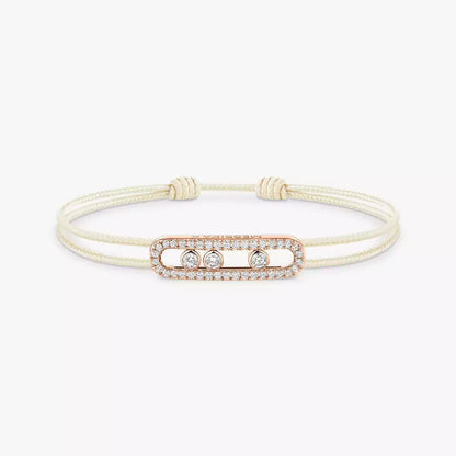 [⭐Luxery]Messika Care(s) pink cord pavé bracelet