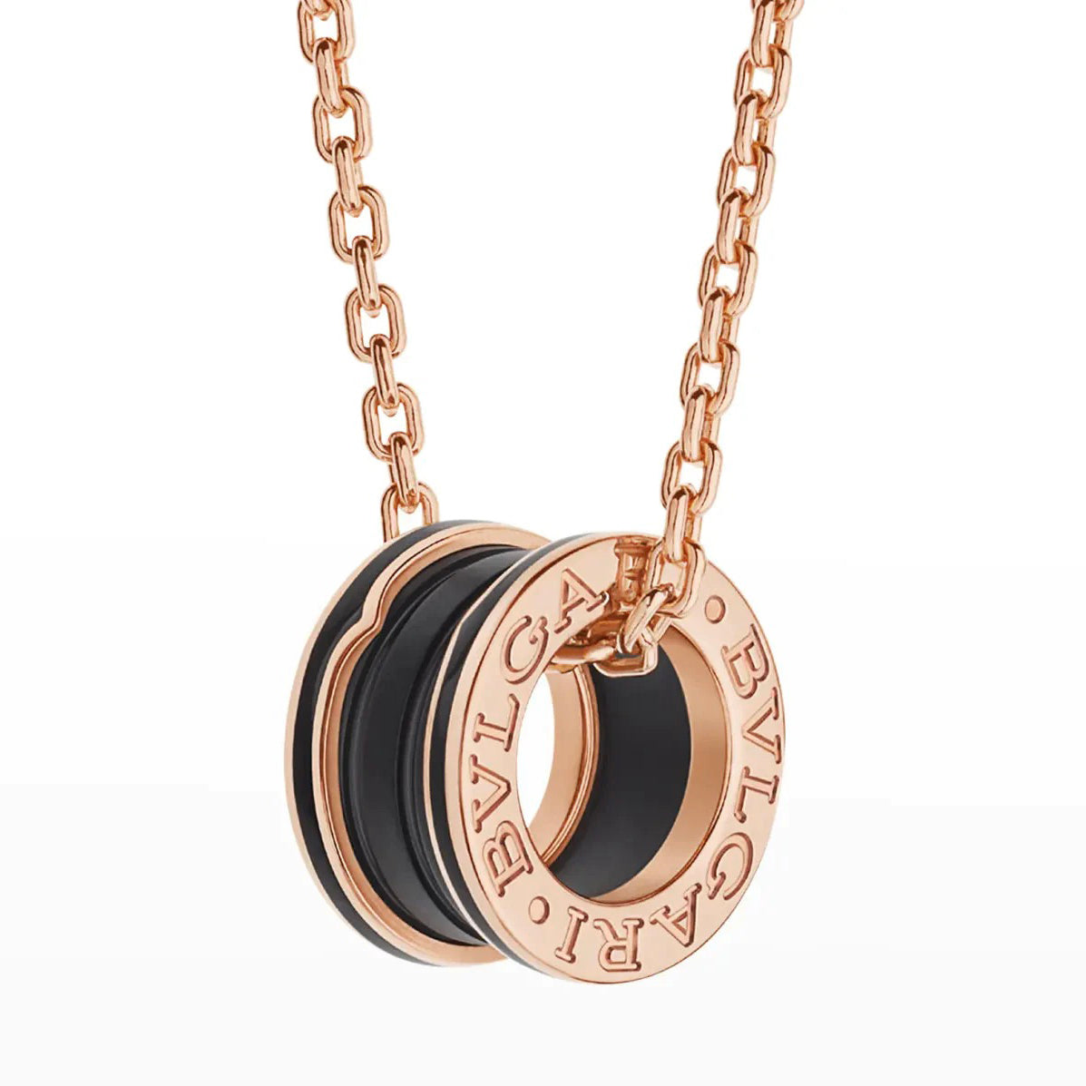 [⭐Luxery]ZERO 1 BLACK CERAMIC PINK GOLD NECKLACE