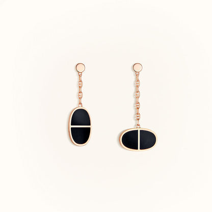 [⭐Luxery]CHAINE VERSO BLACK CERAMIC EARRINGS