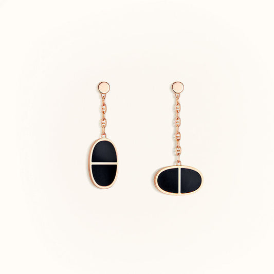[⭐Luxery]CHAINE VERSO BLACK CERAMIC EARRINGS