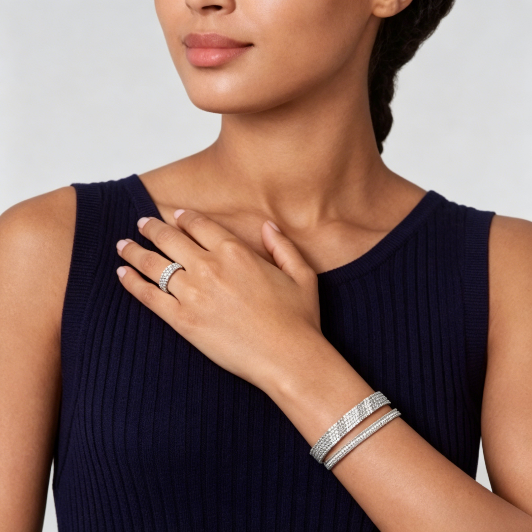 [⭐Luxery] THREE-ROW DIAMOND RING