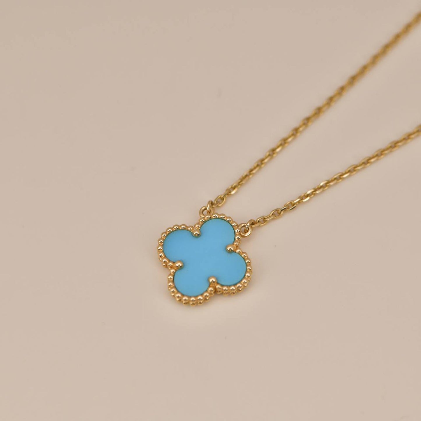 [⭐Luxery]CLOVER 15MM VINTAGE TURQUOISE NECKLACE