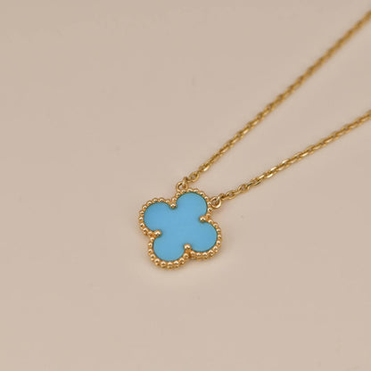 [⭐Luxery]CLOVER 15MM VINTAGE TURQUOISE NECKLACE