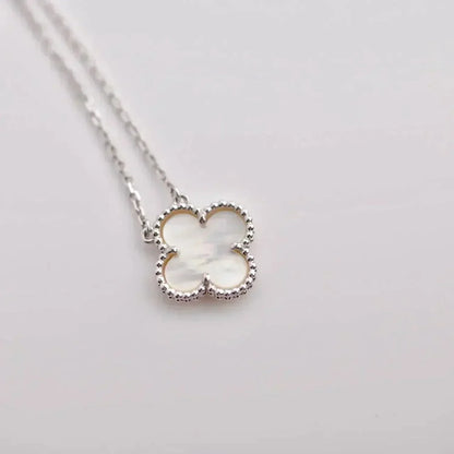 [⭐Luxery]CLOVER  15MM WHITE MOTHER-OF-PEARL SILVER