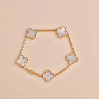 [⭐Luxery]CLOVER WHITE PEARL MOP 5 MOTIF BRACELET COLLECTION