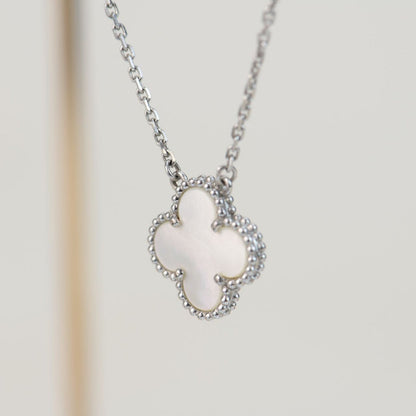 [⭐Luxery]CLOVER  15MM WHITE MOTHER-OF-PEARL SILVER