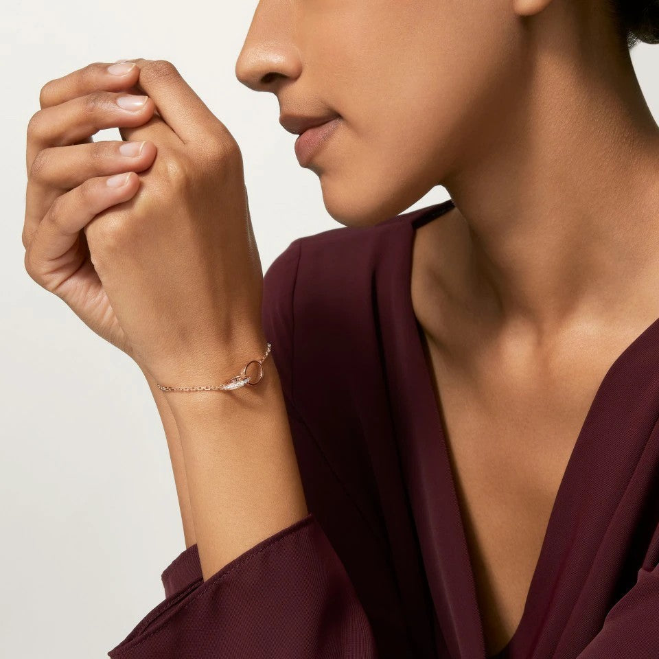 [⭐Luxery]LOVE DOUBLE RING HALF DIAMOND BRACELET