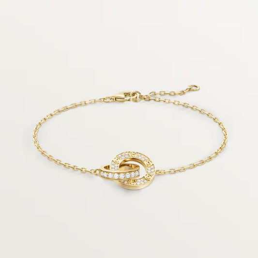 [⭐Luxery]LOVE DOUBLE RING FULL DIAMOND BRACELET