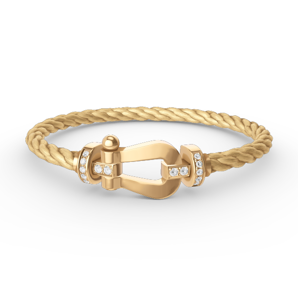 [⭐Luxery]FORCE LARGE HORSESHOE HALF DIAMOND BRACELET GOLD