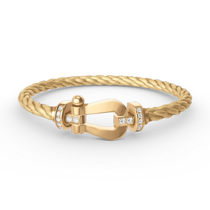 [⭐Luxery]FORCE LARGE HORSESHOE HALF DIAMOND BRACELET GOLD