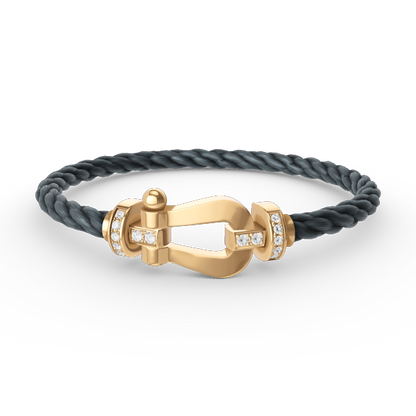 [⭐Luxery]FORCE LARGE HORSESHOE HALF DIAMOND BRACELET GOLD