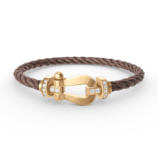 [⭐Luxery]FORCE LARGE HORSESHOE HALF DIAMOND BRACELET GOLD