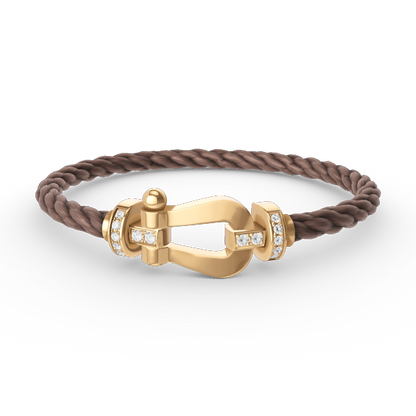 [⭐Luxery]FORCE LARGE HORSESHOE HALF DIAMOND BRACELET GOLD