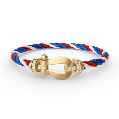 [⭐Luxery]FORCE LARGE HORSESHOE HALF DIAMOND BRACELET GOLD