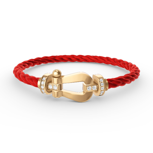 [⭐Luxery]FORCE LARGE HORSESHOE HALF DIAMOND BRACELET GOLD