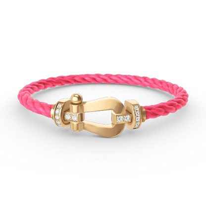 [⭐Luxery]FORCE LARGE HORSESHOE HALF DIAMOND BRACELET GOLD