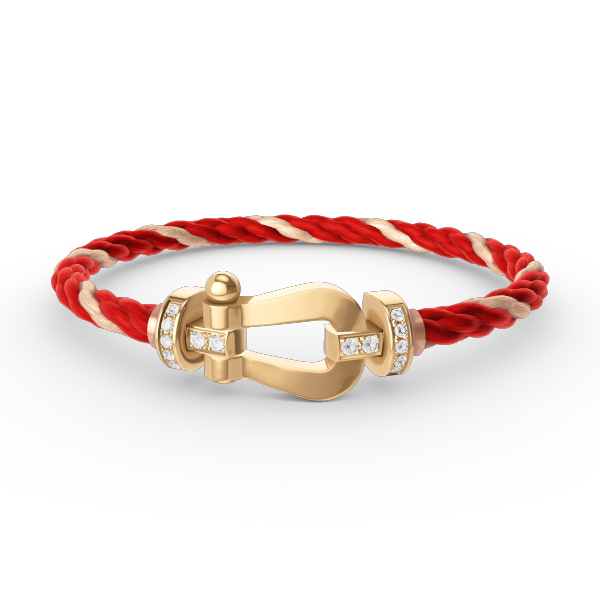 [⭐Luxery]FORCE LARGE HORSESHOE HALF DIAMOND BRACELET GOLD