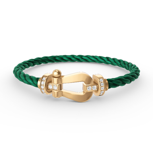 [⭐Luxery]FORCE LARGE HORSESHOE HALF DIAMOND BRACELET GOLD